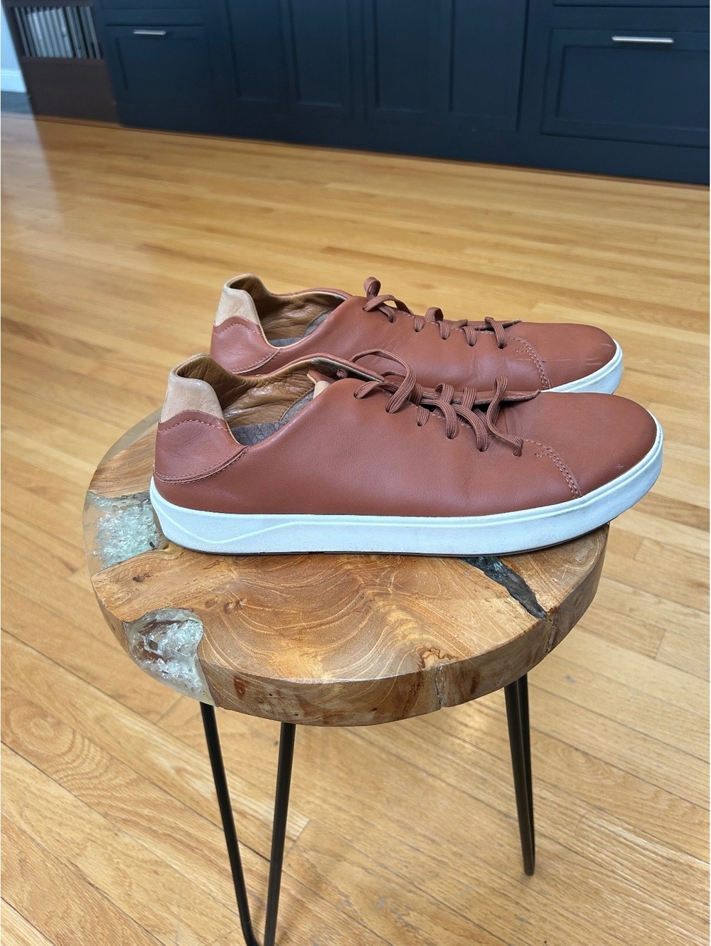 Olukai Men's Brown Leather Casual Sneakers Sz US11/ EU 44